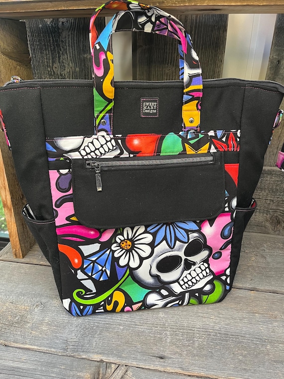 fabric travel tote bags MADE TO ORDER- Alexander Henry Fabric Tote Bag: Trailblazer Travel Bag
