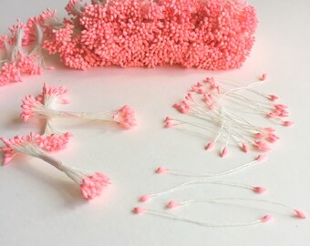 Pink Flower stamens for faux flower making, paper flowers, silk flowers, millinery supplies, flower crafts, artificial stamens.