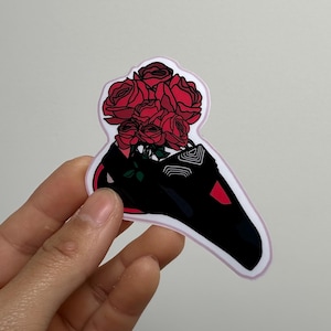 Chausson d'escalade à fleurs rouges, autocollant en vinyle résistant à l'eau, laminé brillant, découpé, durable