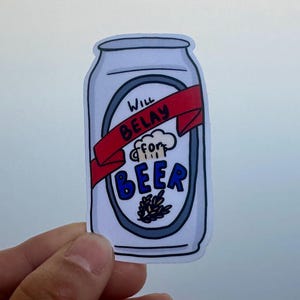 L'escalade amusante assurera le relais pour un autocollant de bière, autocollant en vinyle résistant à l'eau, laminé brillant, découpé, cadeaux pour grimpeurs