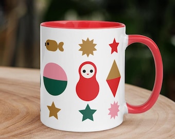 Joy & Hope Christmas Mug – Modern Symbolic Holiday Design, Colorful Abstract Pattern, Bold Ceramic Cup Gift