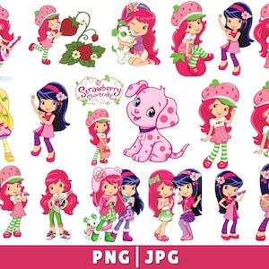 Strawberry and Friends PNG | 80s Cartoon Style PNG | Retro Strawberry Clipart | Vintage Aesthetic Sublimation | Cute 80s PNG Download