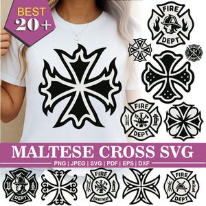 Maltese Cross SVG Bundle | Firefighter Svg | Fire Dept Cut Files | First Responder Clipart | Maltese Cross PNG  | Fire Rescue SVG