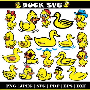 Cute Duck SVG Bundle | Rubber Duck Clipart | Funny Duck PNG | Cartoon Duck SVG for Cricut & Sublimation | Duckling Vector Files