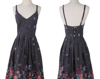 Vintage LANZ ORIGINAL 1970s Floral Border Print Sundress Women's Size XS