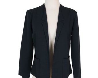 Vintage 70s PORTOFINO Women's Black Open Front Blazer Size 8