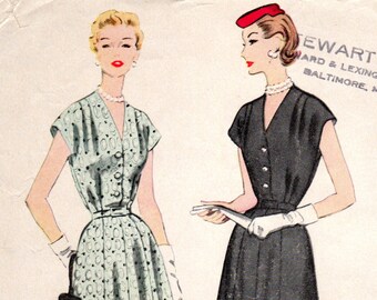 1950s Dress Pattern - Vintage Pattern McCall's 3078 - Bust 37 Womens Half Size Shirtwaist Shirtdress