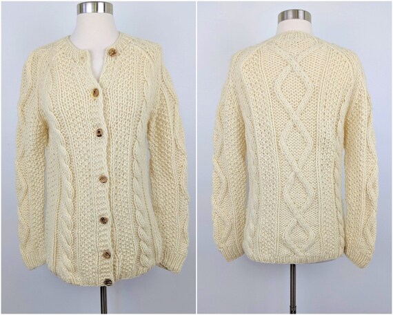 Vintage 60s Cream Fishermans Cardigan Sweater Sweater Bee by | Etsy