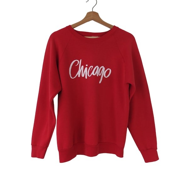 VINTAGE 1990s Red White CHICAGO Pullover Sweatshi… - image 1