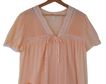 Vintage BARBIZON Women's Peach Blendaire Batiste Nightgown Housecoat M