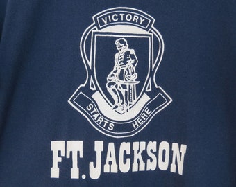 VINTAGE Navy Blue Fort Jackson U.S. Army Training Tee T-shirt M South Carolina