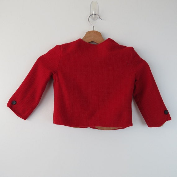VINTAGE 50s 60s Red Baby Jacket with Anchor Embro… - image 4
