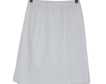Vintage Short White Flannel Half Skirt Slip Elastic Waist
