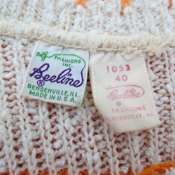 Vintage BEELINE 70s Women's Orange Cream Stripe S… - image 5
