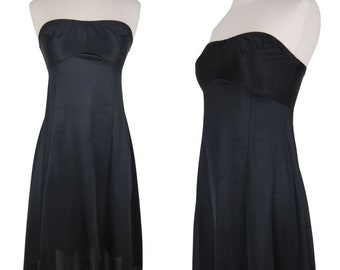 Vintage VANITY FAIR 1970s Women's Black Nylon Strapless Dress Slip 34L