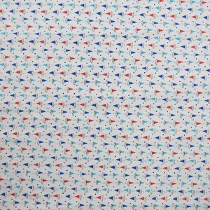 VINTAGE 40s Red Blue Novelty Umbrella Print Rayon Crepe Fabric 3 Yard REMNANT image 3