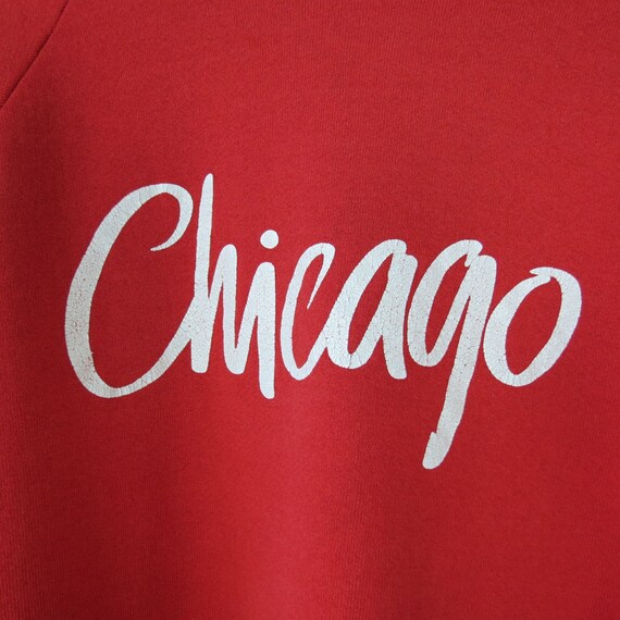 VINTAGE 1990s Red White CHICAGO Pullover Sweatshi… - image 2