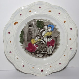 19th Century Antique Staffordshire England Transferware Child Nursery plate.