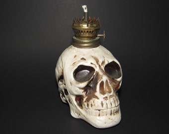 Vintage Made In Japan Skull Miniature Oil Lamp