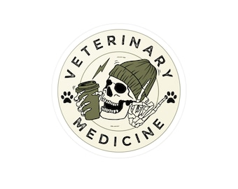 Vet Tech Skeleton Vinyl Sticker, Veterinary Medicine