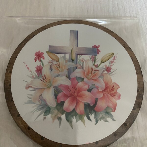 New New ---  Stunning Aluminum Printed Beautiful Loved Ones that Past On  On Thick Stained Wood  Pine Needle Base 4'' # 113