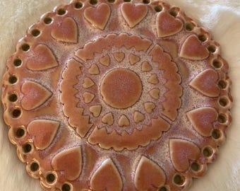 Stoneware Stunning  Hearts Mandal   3.5''  #701