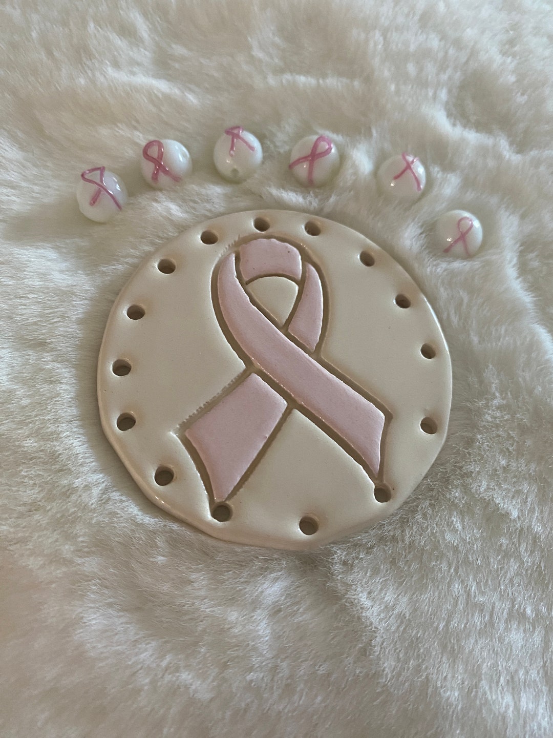 Breast Cancer Awarness Pine Needle Base With 6 Awareness Beads 2.5''11 ...