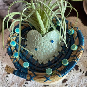 Stoneware Succulent  Planter Pine Needle Wall Hanging  5&#39;&#39; x 4.5&#39;&#39; #25