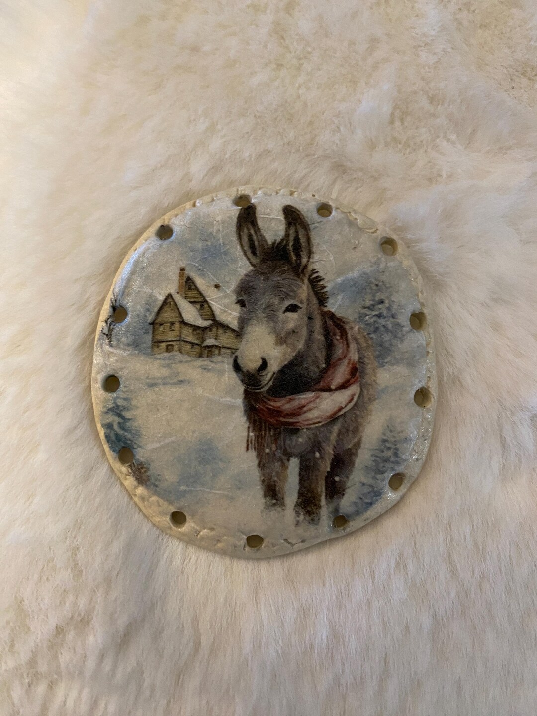 Stoneware Sweetest Winter Donkey Pine Needle Base 2 1/4'' X 2.5'' # 4 ...