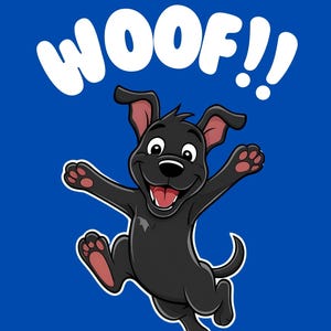 Furry Friend Decor - Fun Dog Print Cartoon Style Poster on blue background Instant Download