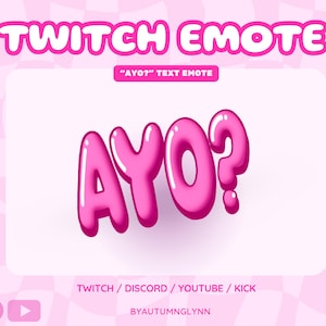 Funny Twitch Emote - Ayo? Text Emote | Funny Emotes | Cute Twitch Emote | Cute Pink Emote for Streamers, VTubers, & Creators | Youtube, Kick