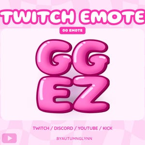Cute Twitch Emote - GG EZ Text Emote | Funny Emotes | GG Emote | gg's | Cute Pink Emote for Streamers, VTubers, & Creators | Youtube ggez
