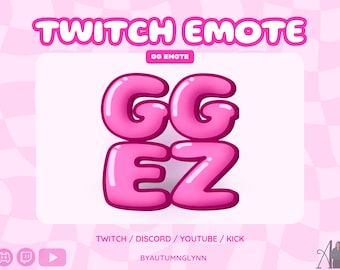 Cute Twitch Emote - GG EZ Text Emote | Funny Emotes | GG Emote | gg's | Cute Pink Emote for Streamers, VTubers, & Creators | Youtube ggez