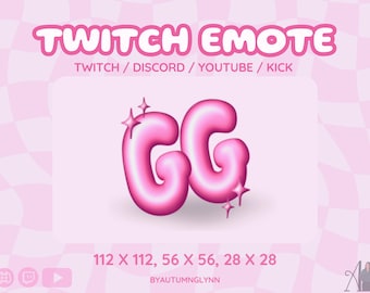 Süßes Twitch Emote - GG Text Emote | GGs | Kaugummi Rosa | Discord Emotes | Niedliches Pinkes Emote für Streamer, VTubers, & Kreative | Youtube