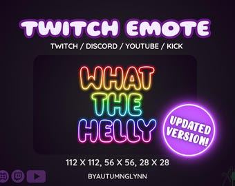Funny Twitch Emote - What the Helly Text Emote | Neon Rainbow | Funny Discord Emote | Cute Emote | Streamers, VTubers, & Creators | Youtube
