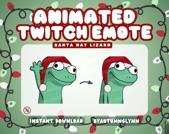 Animiertes Twitch Emote Weihnachtseidechse | Nikolausmütze Urlaub Meme (Digitaler Download)