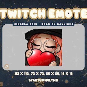 Emote lindo de Twitch - Emote de amor de Mikaela - Emote de Dead by Daylight / Emote de DBD / Emotes divertidos / Mikaela Reid / VTubers, creadores / YouTube