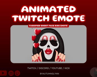 Animated Yassified Ghost Face Kiss Emote – Cute Horror Twitch & Discord Emote (Digital Download)