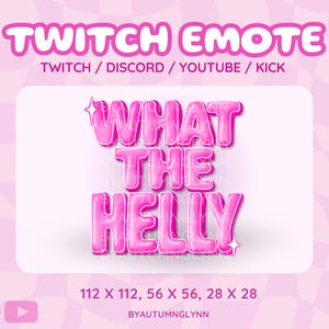 Funny Twitch Emote - What the Helly Text Emote | Funny Discord Emotes | Cute Pink Emote for Streamers, VTubers, & Creators | Youtube, Kick