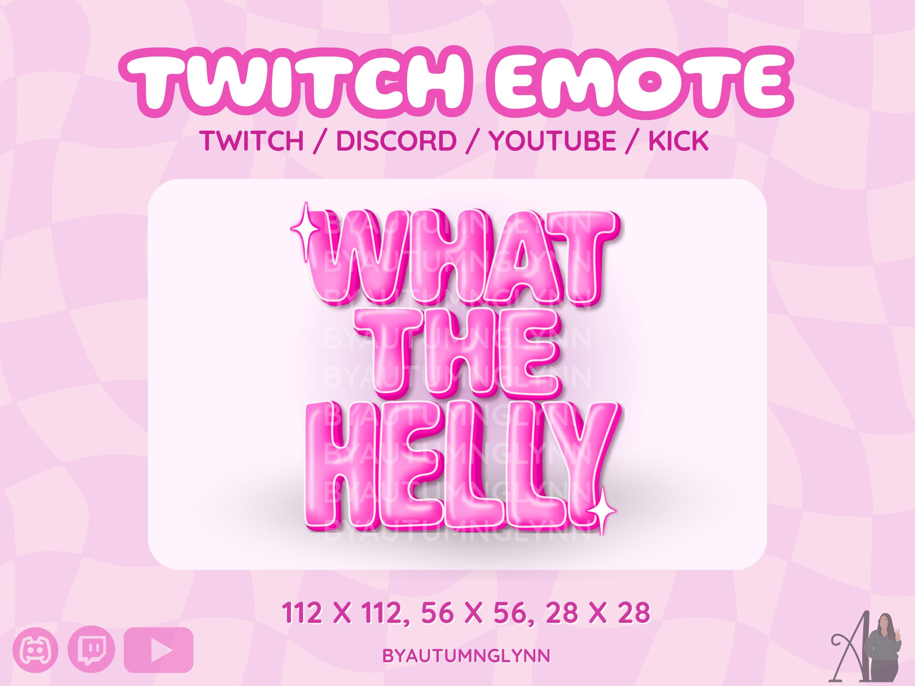 Funny Twitch Emote - What the Helly Text Emote | Funny Discord Emotes | Cute Pink Emote for Streamers, VTubers, & Creators | Youtube, Kick