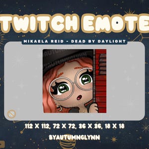 Cute Twitch Emote - Mikaela Reid Emote - Dead by Daylight Locker Emote | DBD Emote | Funny Discord Emotes, VTubers, Creators | Youtube, Kick