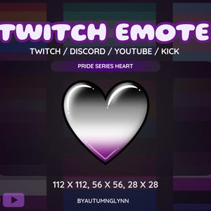 Cute Twitch Emote - Asexual Pride Heart Emote | LGBTQIA+ | Discord Emotes | Discreet Emote for LGBTQIA+ Streamers, VTubers, & Creators