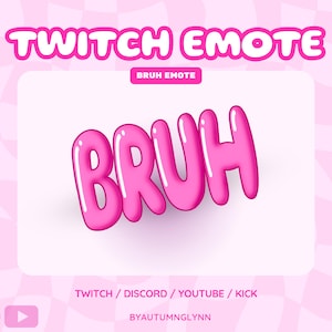 Funny Twitch Emote - BRUH Text Emote | Cute Twitch Emote | Bruh | Cute Pink Emote for Streamers, VTubers, & Creators | Youtube | Text Emote
