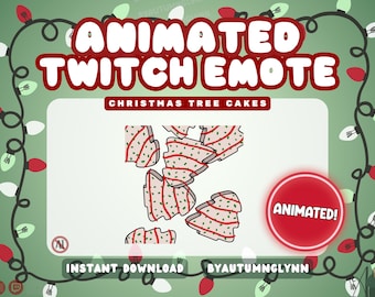 Animiertes Weihnachtsbaum Kuchen Emote | Festlicher Feiertag Emote | Fallender Effekt | Saisonales Luftschlangen-Asset