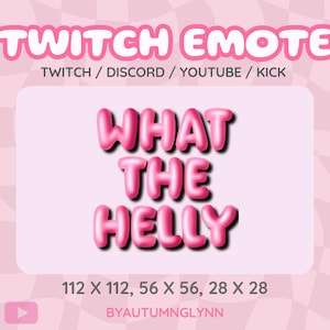 Funny Twitch Emote - What the Helly Text Emote | Bubble Gum Pink | Funny Discord Emotes | Cute Pink Emote for Streamers, VTubers, & Creators