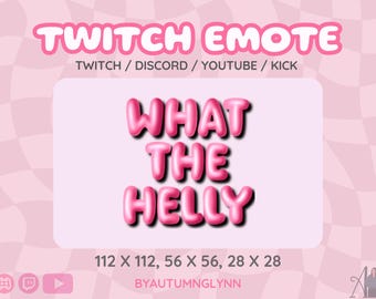 Funny Twitch Emote - What the Helly Text Emote | Bubble Gum Pink | Funny Discord Emotes | Cute Pink Emote for Streamers, VTubers, & Creators