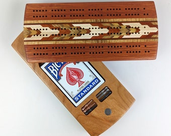 BLOODWOOD 3p Travel Cribbage Board Card and Peg Storage Heirloom Quality Handmade by Wooden Images Montana