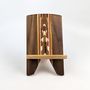 phone stand, Walnut Maple, device holder, docking stand, desktop, nightstand, countertop, handmade by Wooden Images Montana image 6