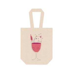 Skurrile Katzen Wein Einkaufstasche | Perfektes Geschenk für Weinliebhaber | Süßer Doppel-Flaschenträger | Ideal für Partys, Picknicks und Feste