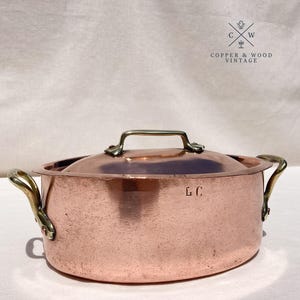 Antiker Kupfertopf von DEHILLERIN, handgefertigt um 1900, Vintage Kupfertopf, Kupfer Cocotte, Kupfer Sausepan, Französische Landhausküche